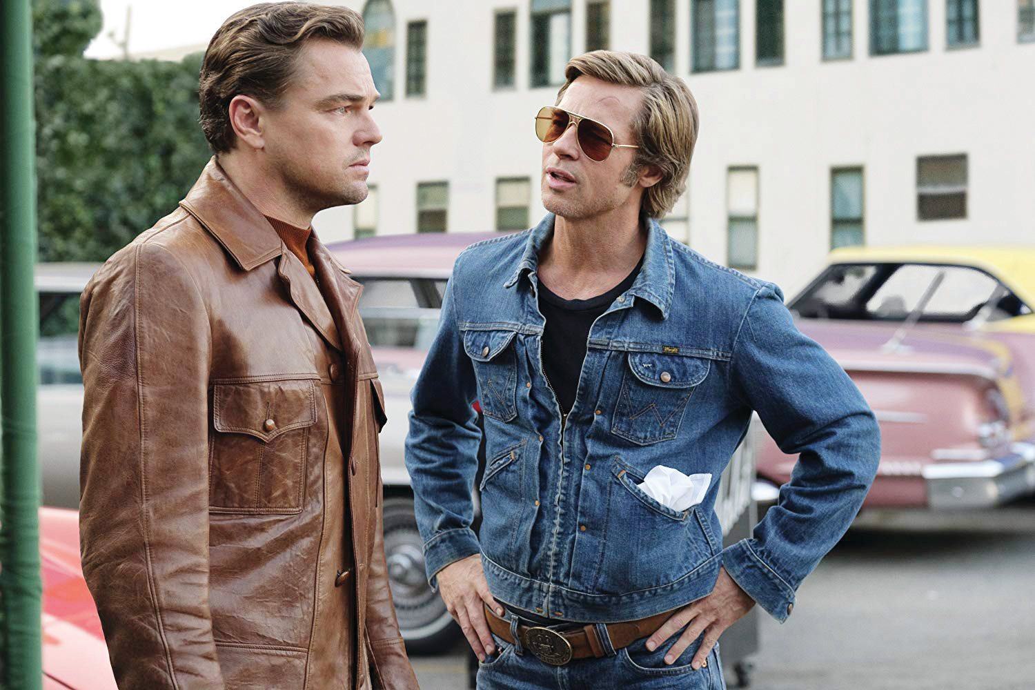 Leonardo DiCaprio (left) and Brad Pitt star in 'Once Upon a Time...in Hollywood.'
