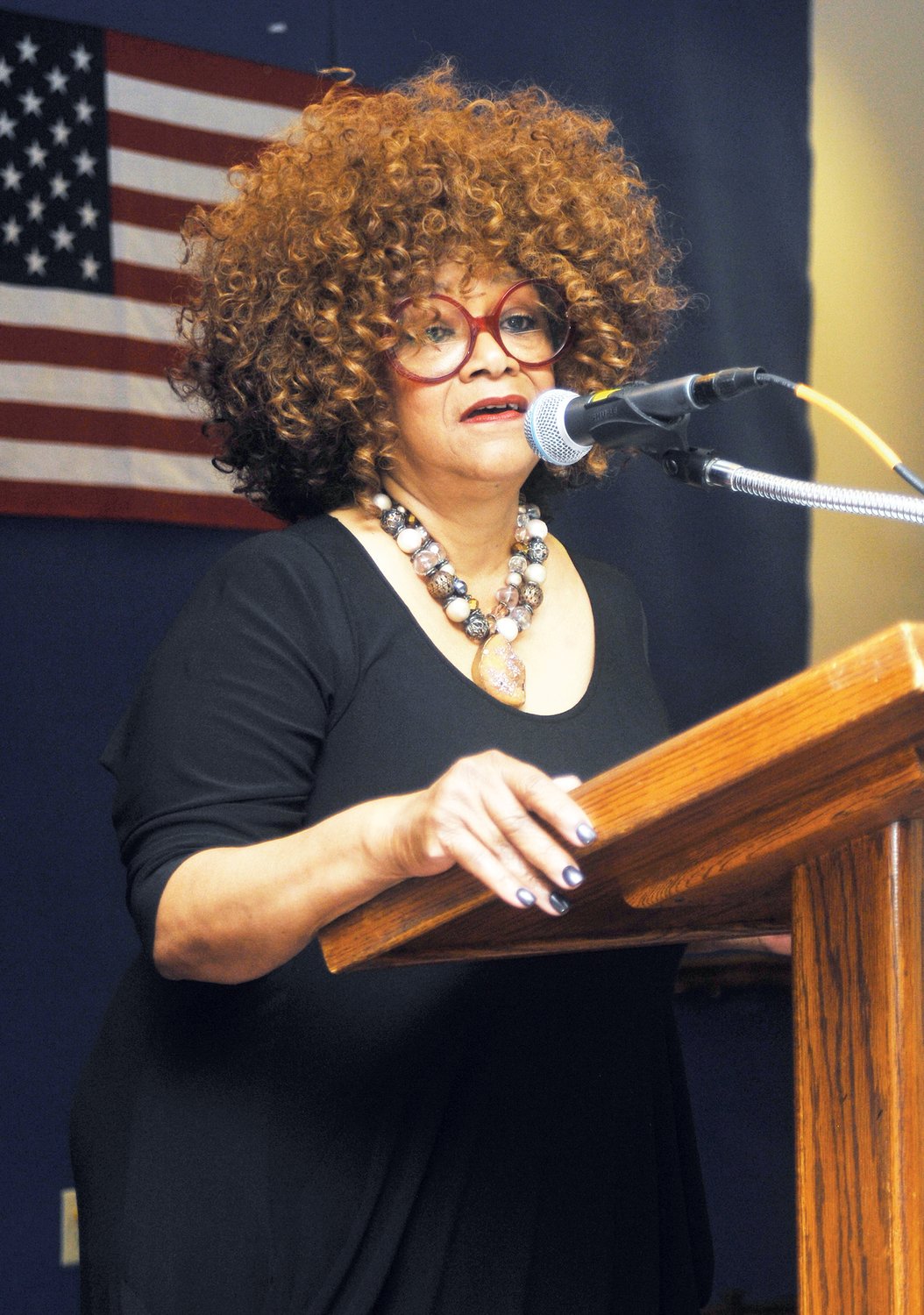 North Carolina Poet Laureate Jaki Shelton Green delivers an inspirational story of past hurts and future healing in a message at the Western Chatham Senior Center in Siler City Saturday for Chatham LIteracy's fall luncheon. ‘We are the authors of our own lives,’ Green said. 'Preserve your story from one to another, in the office, your job, your board meetings.’