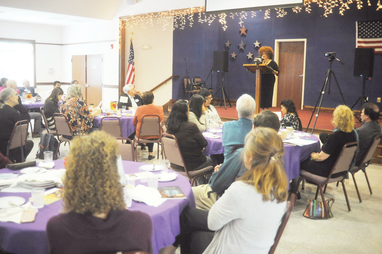 Jaki Shelton Green, N.C.'s poet laureate, spoke at Saturday's Chatham Literacy Council fall luncheon at the Western Chatham Senior Center in Siler City. She took the listeners on a journey to the time of her grandmother’s grandmother, in times of slavery and oppression, and the rusty nails that are a story of freedom in her family. Her message to others is that ‘there is power locked in stories, that is life-changing. Unleash the power of story-telling.’