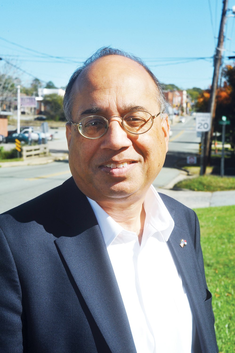 Atul Goel, a candidate for U.S. Senate, stopped by Siler City Nov. 1 as part of his goal to visit 100 counties in North Carolina. His stop in Chatham County included a visit to the Whiskey Barrel Cafe on W. Raleigh Street in Siler City.