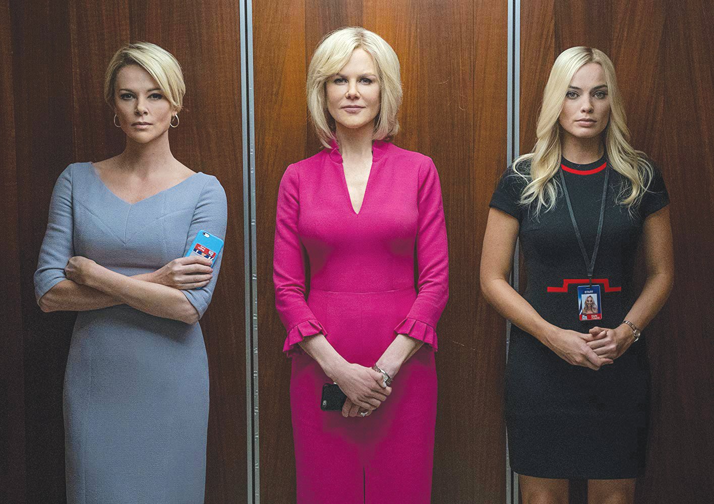 From left, Charlize Theron, Nicole Kidman and Margot Robbie star in 'Bombshell,' a film depciting allegations of sexual misconduct made against Fox News founder Roger Ailes by female employees.
