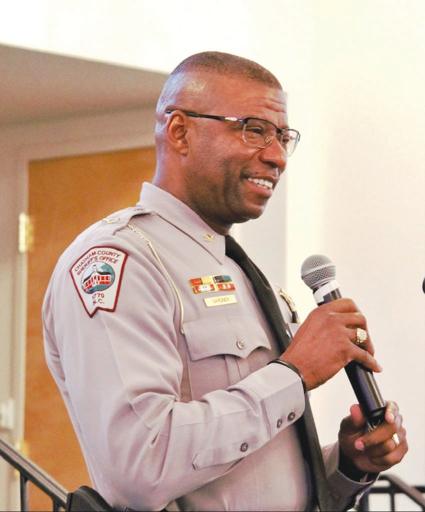 Chatham County Deputy Chief Charles Gardner participated in the roundtable discussion, sharing his experiences growing up as an African-American in Ferguson, Missouri.