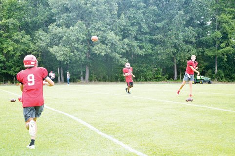 Gurley, pictured here in August 2019 in the No. 9 jersey, played four years of varsity football, primarily as a wide receiver and tight end.