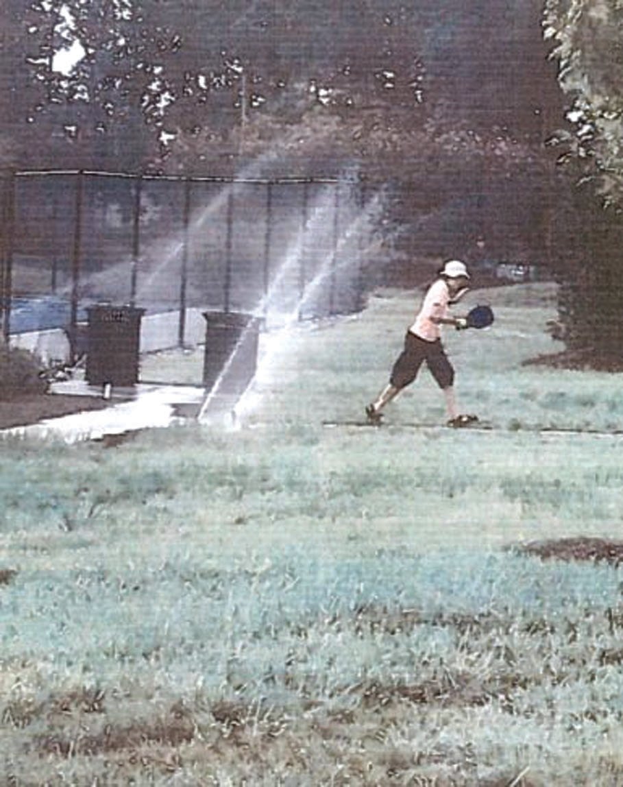 James Proper, a member of the Briar Chapel Community Association Board of Directors, shared this photo with the North Carolina Utilities Commission. It shows a pickleball player being sprayed by 'unhealthy effluent' coming from the Briar Chapel Wastewater Treatment Plant, Proper said in a submitted letter to the NCUC.
