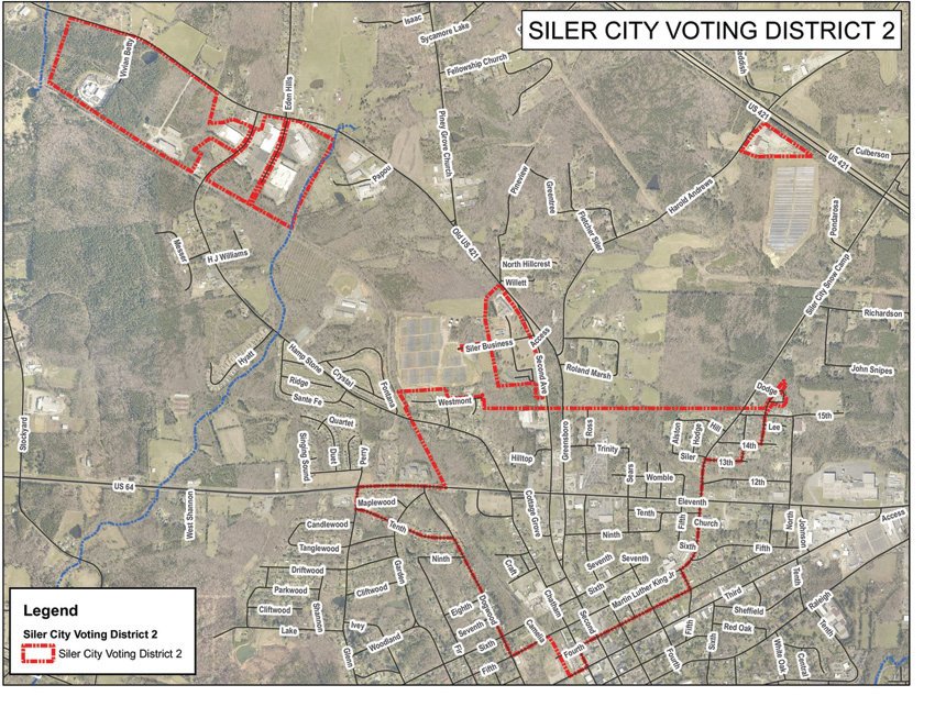 Map of District 2 in Siler City.