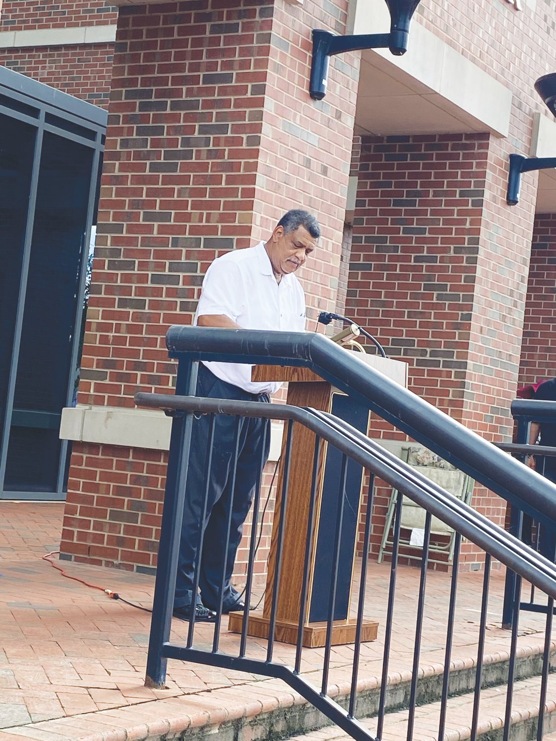 The Rev. Dr. Carl Thompson speaks at a Chatham County racial reconciliation event in Pittsboro in July.