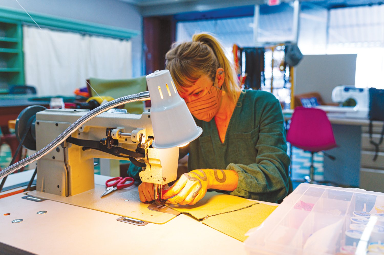The Alliance offers more than just offices and desks. It permits craftspeople like Julia Marina, owner of Milestone Bag co., to make their products without the expense of a private shop.