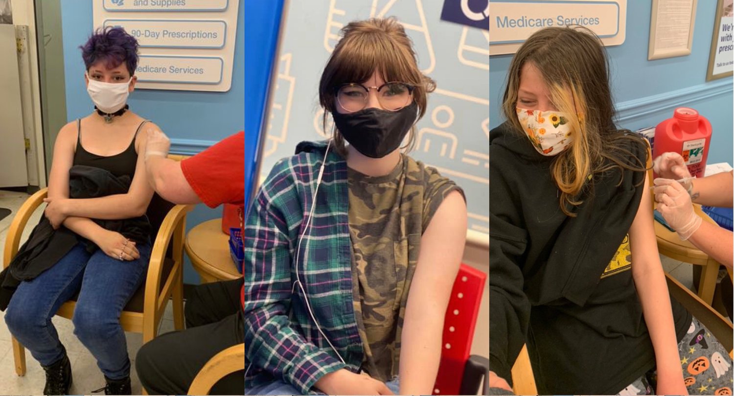 From left to right: Georgia Schmidt, 14; Jillian Parker, 13 and Emma Schmidt, 12, were vaccinated last May following the FDA’s emergency authorization of the Pfizer COVID-19 vaccine for 12- to 15-year-olds.