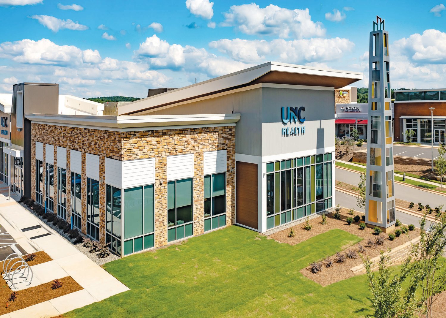 UNC Urgent Care of Chatham Park and UNC Rheumatology of Chatham Park are Mosaic's first tenants, with about 18 more to open in coming months.