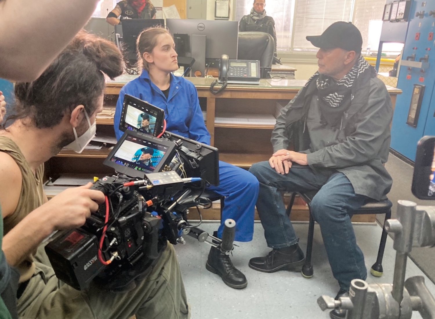 Chatham County native Kelly Reiter films a scene with film veteran Bruce Willis (right) from the motion picture 'Deadlock.' Its Reiter's first major film role.