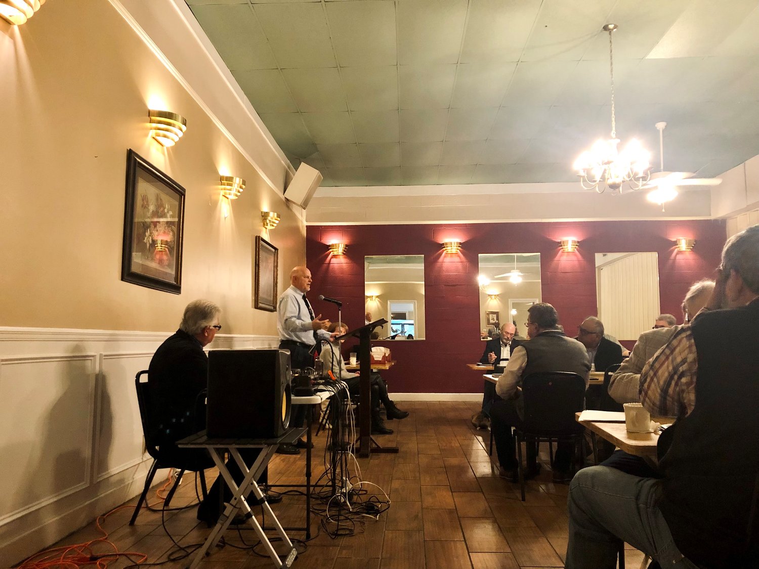 About 30 people attended a pastors conference sponsored by the N.C. Faith and Freedom Coalition held in Siler City last Wednesday to focus on “threats to our religious freedom today.”