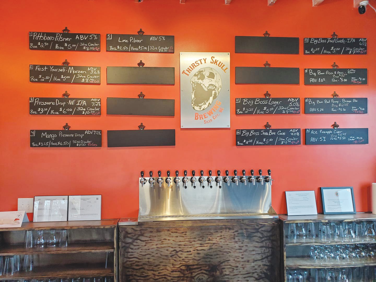 Thirsty Skull's taproom features an array of original brews.