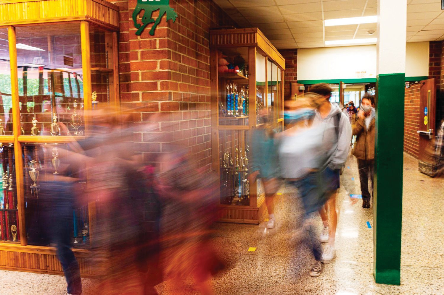 Students change classes in the hallway of Northwood High School in this file photo. Beginning March 7, masking will be optional inside all Chatham County Schools facilities.