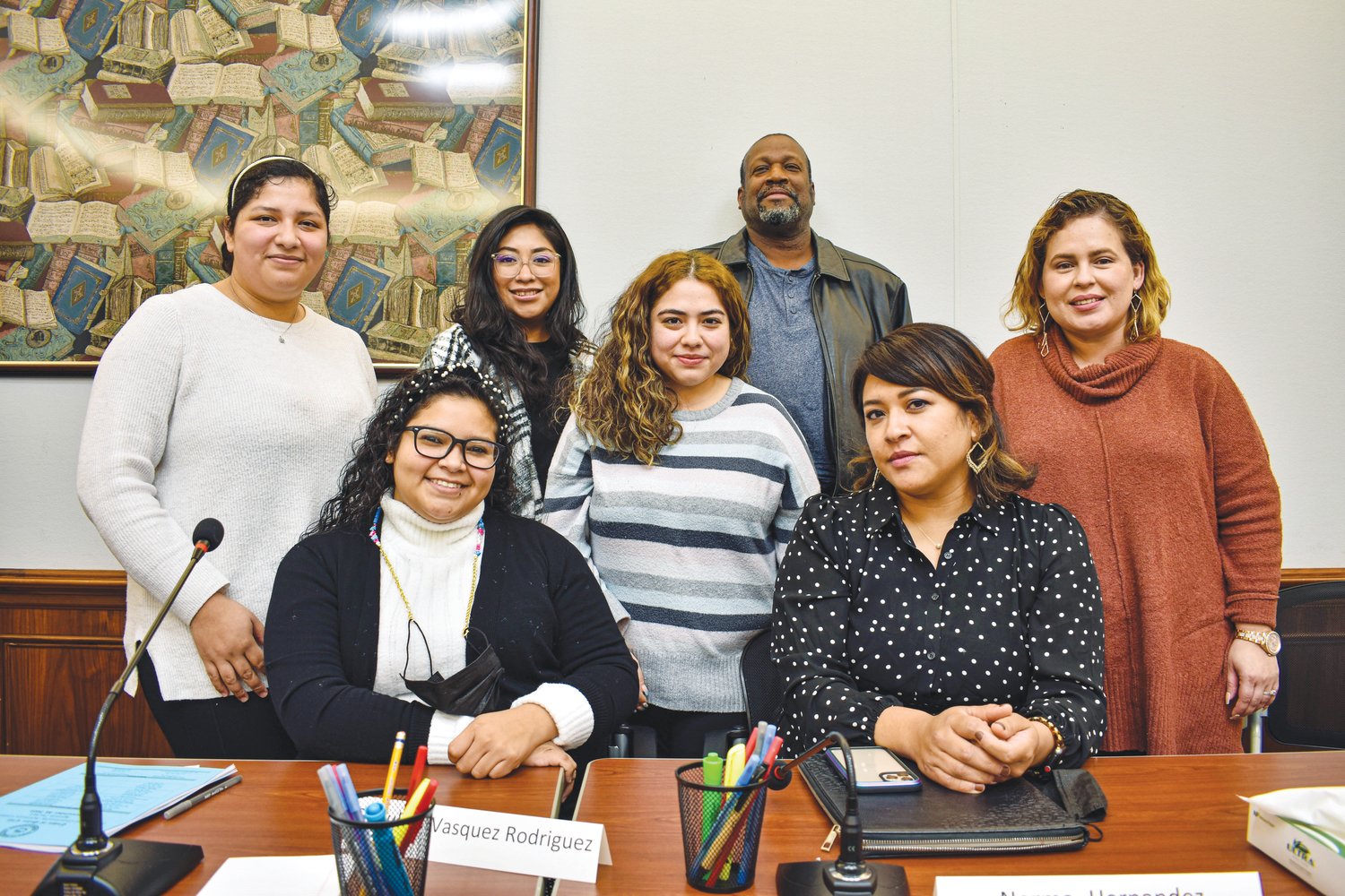 The Siler City Immigrant Community Advisory Committee held its inaugural meeting in November at the Wren Memorial Library. Back row, left to right: Hannia Benitez, Victoria Navarro, Shirley Villatoro, Carlos Simpson and Jisselle Perdomo. Front row, left to right: Danubio Vazquez Rodriguez and Norma Hernandez.