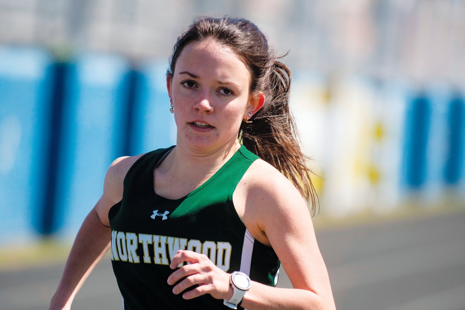 Northwood senior Caroline Murrell finishes first in the women’s 1,600-meter run at.the Chatham County Invitational on Saturday. Murrell placed first in all three of her distance events and hasn't lost a race all season.