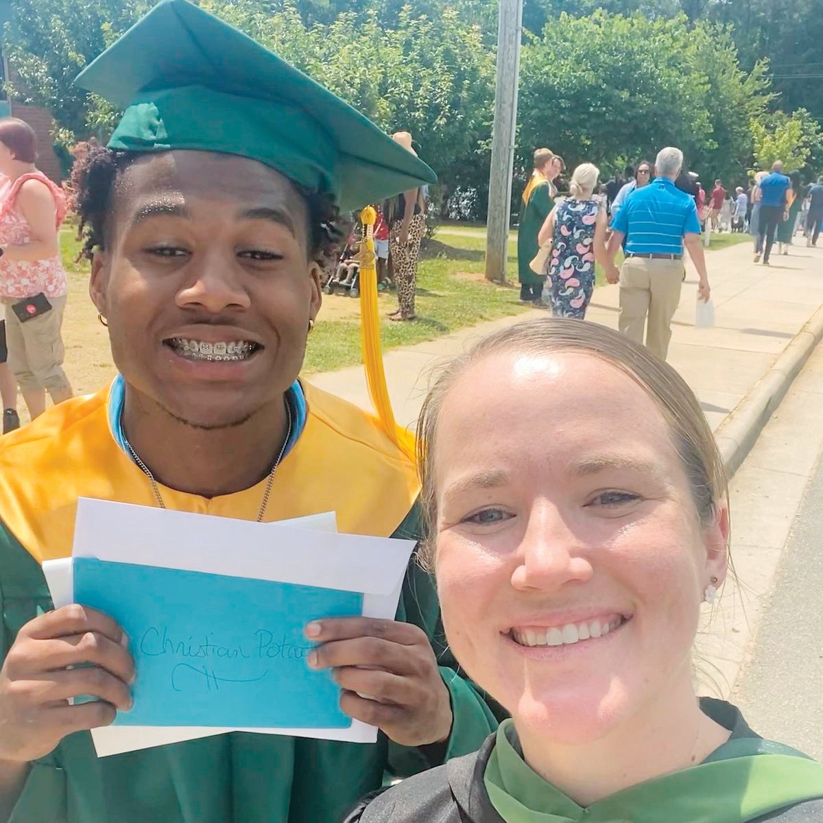 Christian Poteat Jr. poses for a selfie with Northwood Sports Medicine Trainer Jackie Harpham. Poteat died in an accidental drowning incident last Friday.