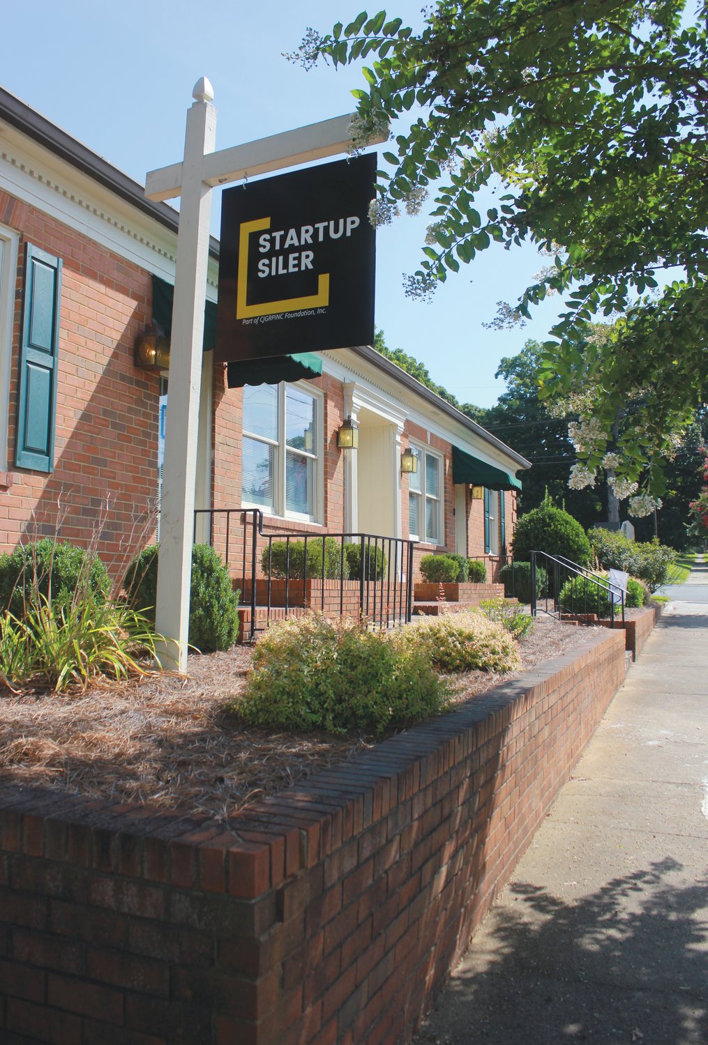 A view from the outside of the offices of StartUp Siler in downtown Siler City.