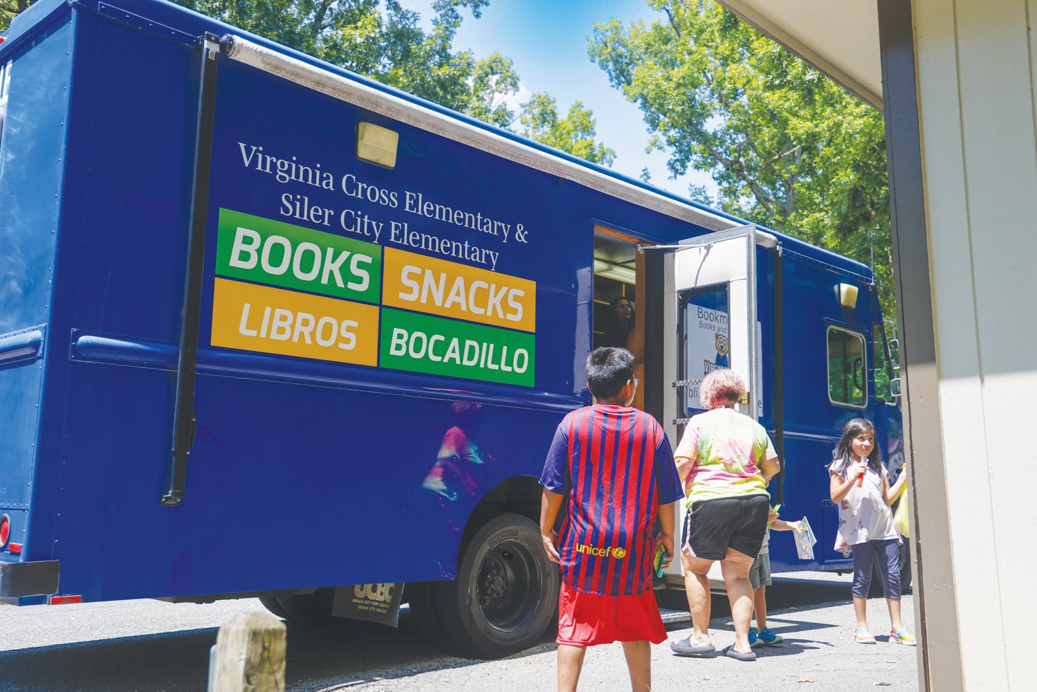 The Virginia Cross Elementary Bookmobile visited community centers and neighborhoods around Siler City throughout the summer.