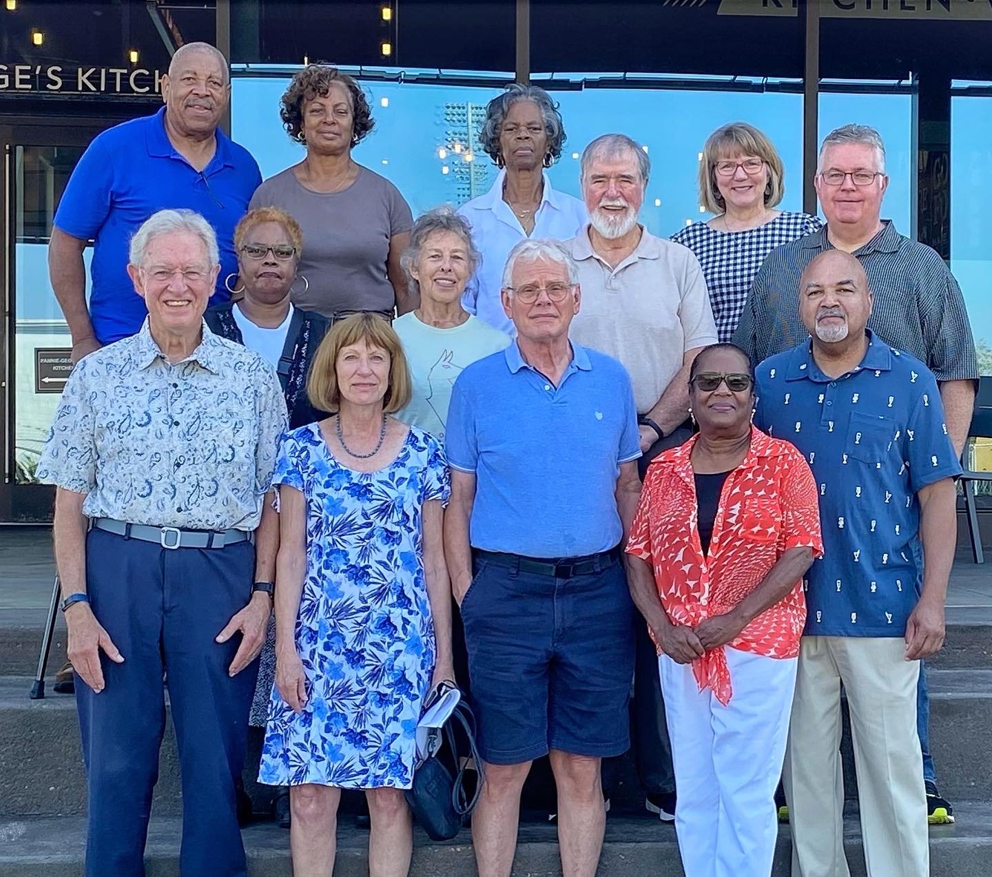 Members and friends of the Community Remembrance Coalition-Chatham, who spent time last week in Montgomery, Alabama. This photo was taken just outside the EJI's Legacy Museum, built on what used to be one of the city's most prominent slave auction spaces.