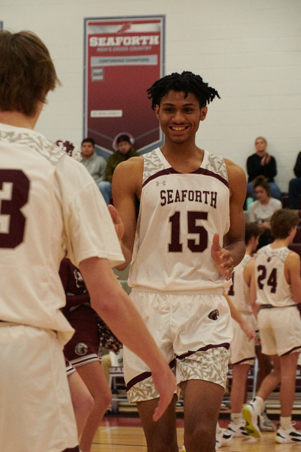 Seaforth junior Jarin Stevenson (15) scored 26 points in the Hawks' 58-56 win over Carrboro on Friday.