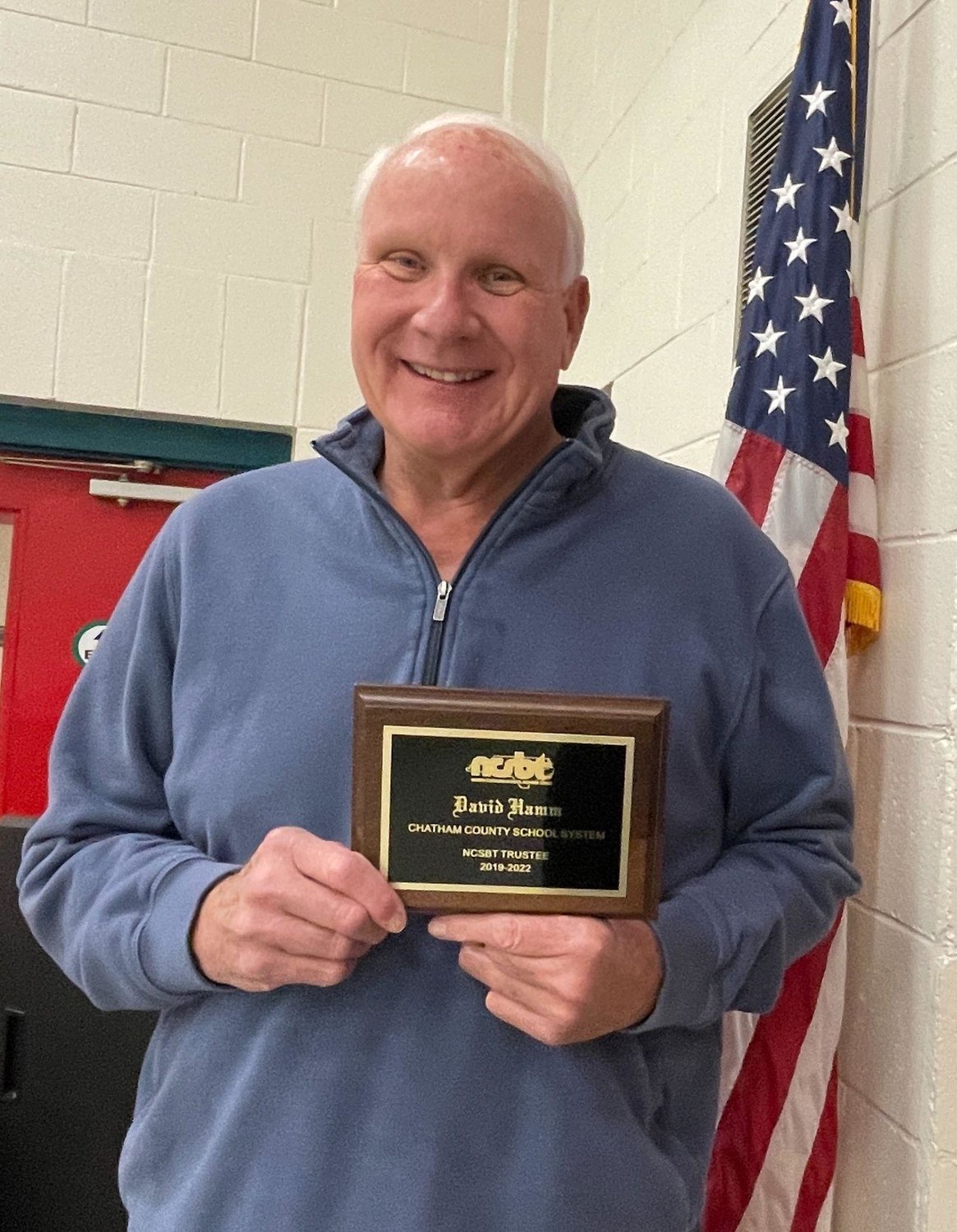 The North Carolina School Boards Trust recently honored Chatham County Board of Education member David Hamm for his years of service on the state organization’s Board of Directors.
