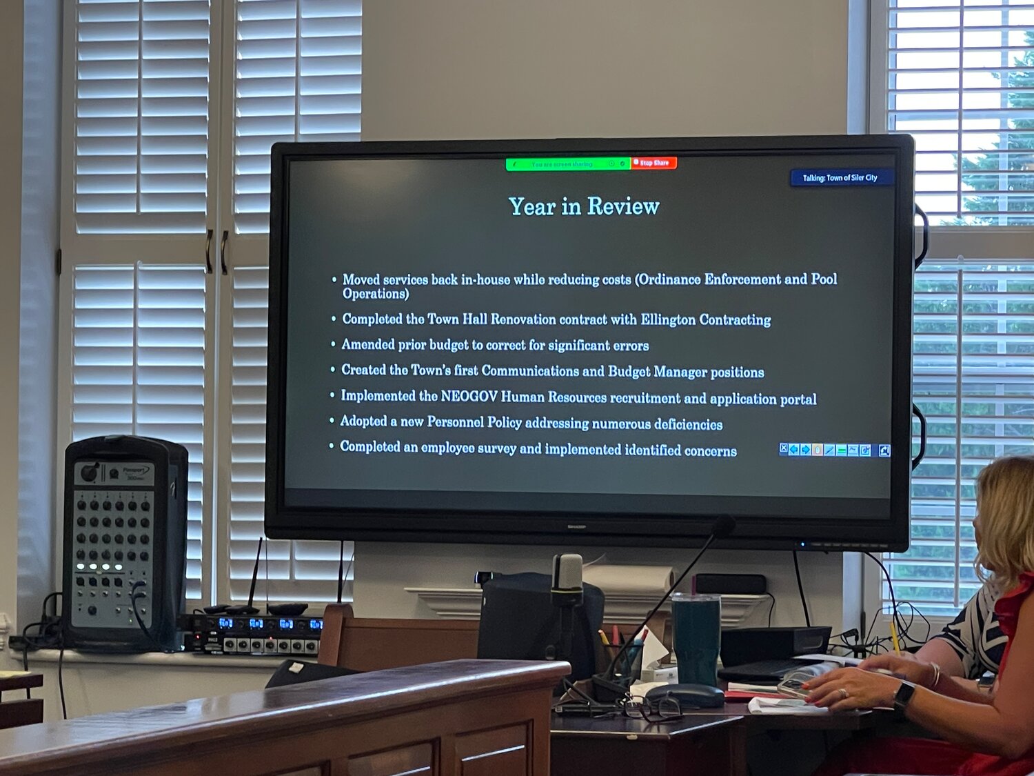Town Manager Hank Raper gave a presentation to explain to the commissioners everything they’ve accomplished in the past year, in addition to outlining goals and action items for each strategic priority from the Strategic Plan adopted on Feb. 6, 2023.